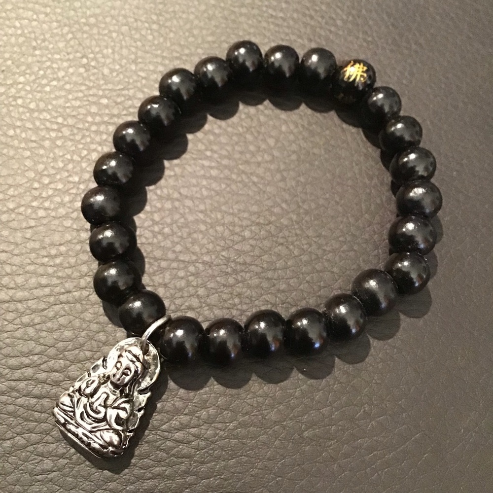 Black Beaded Buddha Bracelet